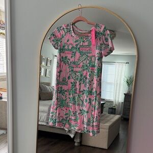 Brand New, Lilly Pulitzer Pink and Green Palm Print Dress